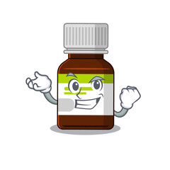 A funny cartoon design concept of antibiotic bottle with happy face
