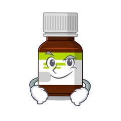 A cute arrogant caricature design of antibiotic bottle having confident gesture