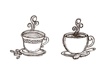 coffee illustration sketch art style set.