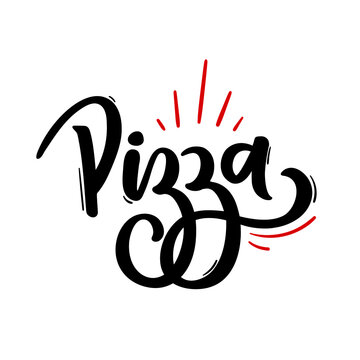 Pizza. Dia da Pizza. Brazilian Portuguese Hand Lettering. Vector.
