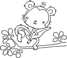 vector drawing cartoon monkey with banana