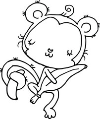 vector drawing cartoon monkey with banana