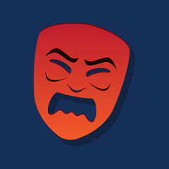 theatrical mask frown expression. vector illustration