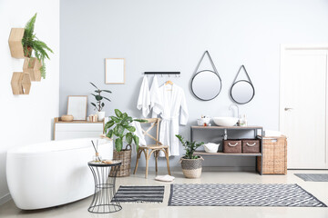 Interior of modern light bathroom