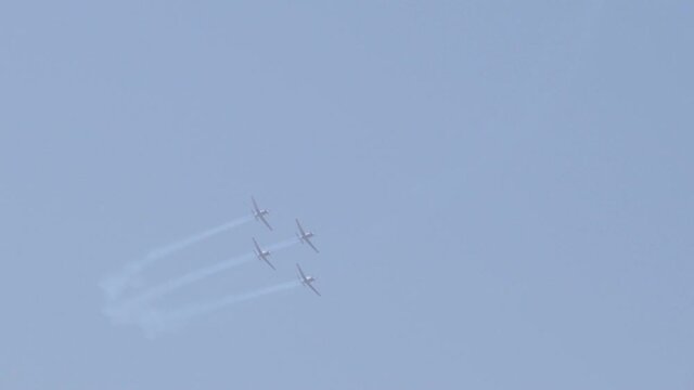 Israeli aerobatic team flying the T-6II Texan, Shown Here during a rehearsal before the traditional air show on the Independence Day rally.