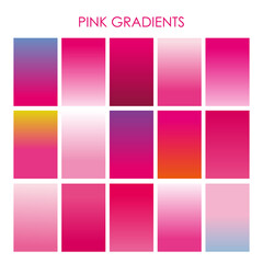 Set of Different Colorful Pink Gradients Vector, Magenta Linear Gradients Template