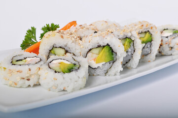 sushi on a white plate