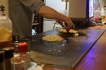 Fototapeta na wymiar Japanese traditional food, Okonomiyaki