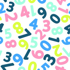 Seamless pattern with numbers for school design.