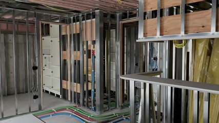 2020 July 04 Japan, Tokyo. Japanese apartment under construction. Preparation of wall structures.