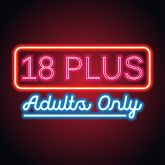adults only glowing box for outdoor  business advertising neon sign billboard. vector illustration