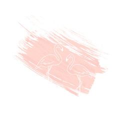 Pink flamingo. Doodle. Cartoon. Scandinavian style vector illustration.