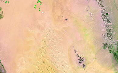 SATELLITE IMAGE WITH CROPS OF THE DESERT OF SONORA MEXICO. GENERATED FROM SATELLITE SENTINEL SATELLITE IMAGES