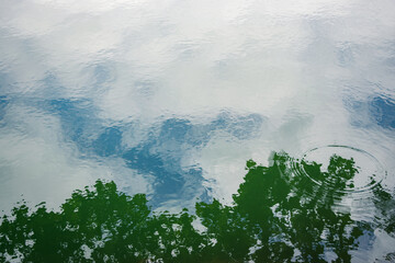 reflection with sky cloud and trees