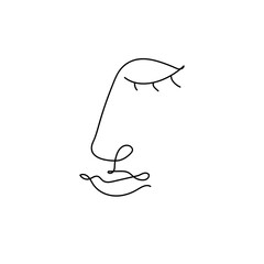 Abstract face one line drawing.