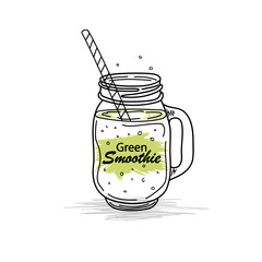 Smoothie or Detox cocktail day poster in doodle style.