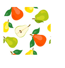 Fresh green pear. Doodle seamless texture.