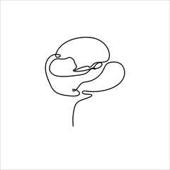 Poppies flower continuous line drawing. Abstract minimal poppy. Editable vector line.