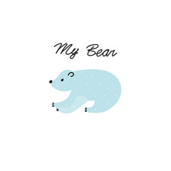 Sweet bear. Beautiful cartoon doodle cute bear in sketch style.
