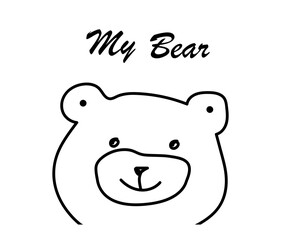 Sweet bear. Beautiful cartoon doodle cute bear in sketch style.