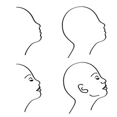 Abstract face one line drawing.