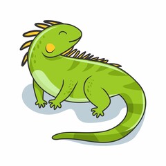 Iguana Cartoon Illustration Cute