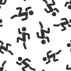 Fototapeta premium Run people icon in flat style. Jump vector illustration on white isolated background. Fitness seamless pattern business concept.