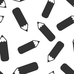 Pencil icon in flat style. Pen vector illustration on white isolated background. Drawing seamless pattern business concept.