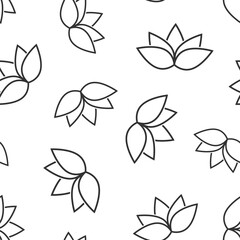 Lotus icon in flat style. Flower leaf vector illustration on white isolated background. Blossom plant seamless pattern business concept.