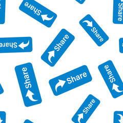 Share button icon in flat style. Arrow sign vector illustration on white isolated background. Send file seamless pattern business concept.