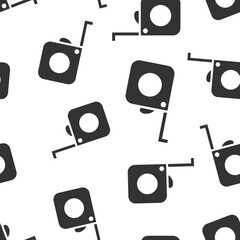 Measure tape icon in flat style. Ruler sign vector illustration on white isolated background. Meter seamless pattern business concept.