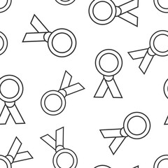 Medal icon in flat style. Prize sign vector illustration on white isolated background. Trophy award seamless pattern business concept.