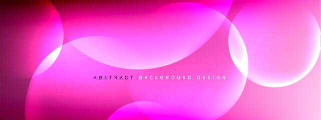 Vector abstract background liquid bubble circles on fluid gradient with shadows and light effects. Shiny design templates for text