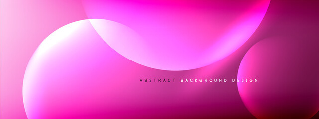 Vector abstract background liquid bubble circles on fluid gradient with shadows and light effects. Shiny design templates for text