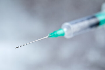 Close-up of medical syringe with drug