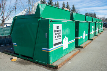 Large Community Recycling Bins - Containers in Park Lot