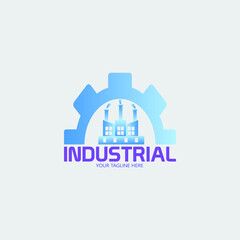 factory with gear logo design