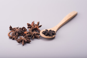 Star anise isolated over grey background