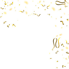 Holiday Serpentine. Gold Foil Streamers Ribbons.