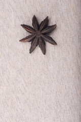 Spread of star anise isolated over grey background,high angle shot