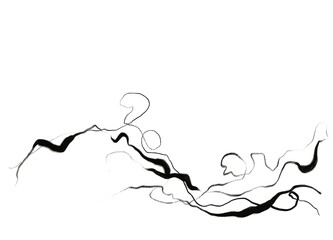 black and White Abstract srcribble drawing design of fluid flowing linews and grey tones, unique one of a kind artwork