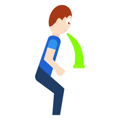 An illustration depicting a man vomiting.