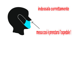 logo illustrazione per uso corretto della mascherina su mezzi di trasporto pubblici richiamo al rischio contagio coronavirus covid-19