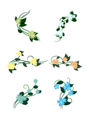 Vector realistic illustration set of tropical leaves and flowers isolated on white background. Highly detailed colorful plant collection. Botanical elements for cosmetics, spa, beauty care products