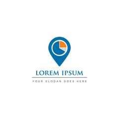 pin pie chart logo , finance located logo
