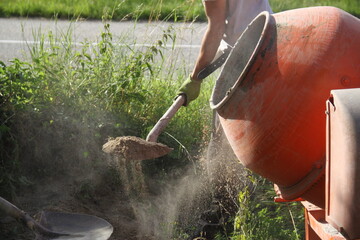Concrete electric mixer preparation cement solution