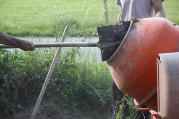 Concrete electric mixer preparation cement solution