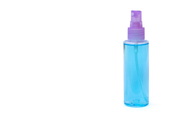 Spray bottle of alcohol gel (  antibacterial agent ) isolated on white background. Antiseptic, disinfection, cleanliness and healthcare, anti virus concept.