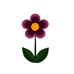 Violet flower with green leaf icon vector illustration.