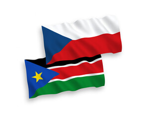 Flags of Czech Republic and Republic of South Sudan on a white background